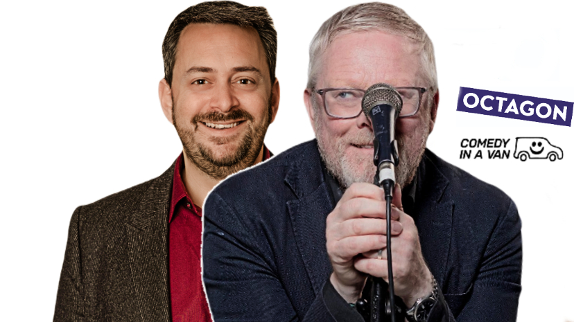 Paul Pirie introduces Philip Simon, Kevin Gildea & Hannah Silvester at Octagon Comedy Club, Bolton Friday 1 December 2023 (C) Comedy In A Van