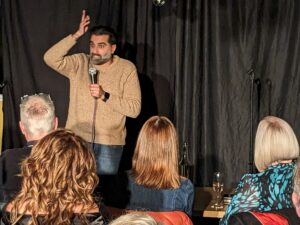 Tez Ilyas at The Boathouse Bar & Restaurant, Windermere November 2023 (C) Comedy In A Van