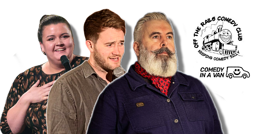 Simon Wozniak, Tal Davies, Ben Silver & MC Mick Ferry at Off The Rails Comedy Club Saddleworth Sunday 27 December 2025 (C) Comedy In A Van