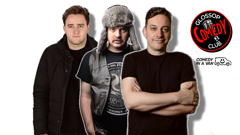 Glossop Comedy Club on Sunday 31 May 2026 with Simon Wozniak, Glenn Wool, Aaron Wood and MC Alex Boardman (C) Comedy In A Van