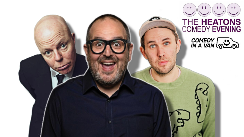Comedy in Stockport in October. MC Justin Moorhouse introduces Roger Monkhouse and Tom Taylor Heatons Comedy Club (C) Comedy In A Van