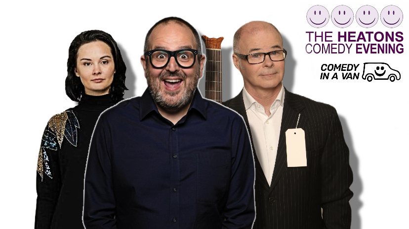 Comedy in Stockport in September. MC Justin Moorhouse introduces Rachel Fairburn and Andy Askins Heatons Comedy Club (C) Comedy In A Van
